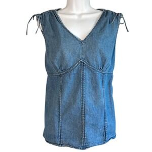 At Last Classics Y2K Babydoll Denim Top Sz 1X Festival Concert Boho Indie Retro